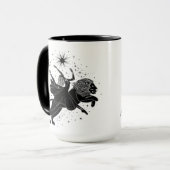 Leo Dancing Girl 15oz Black Rim Tasse (Vorderseite Links)