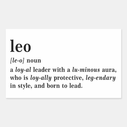 Leo Definition Ästhetik Astrologie Geschenk Rechteckiger Aufkleber (Vorderseite)