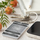 Leo ♌ den Löwen in Schwarz und Silberem Mesh Schlüsselanhänger (Vorderseite rechts)