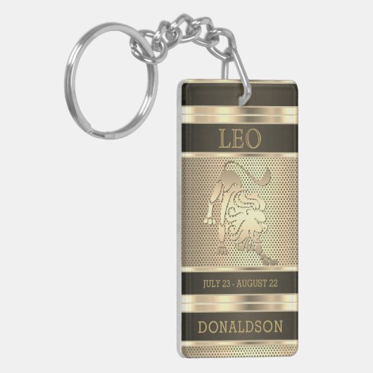 Leo der Löwe in Schwarz und Gold Schlüsselanhänger (Vorderseite links)