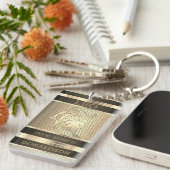 Leo der Löwe in Schwarz und Gold Schlüsselanhänger (Vorderseite rechts)