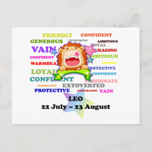 Leo, der Löwe, Zodiac signieren Custom Astrologie  Postkarte
