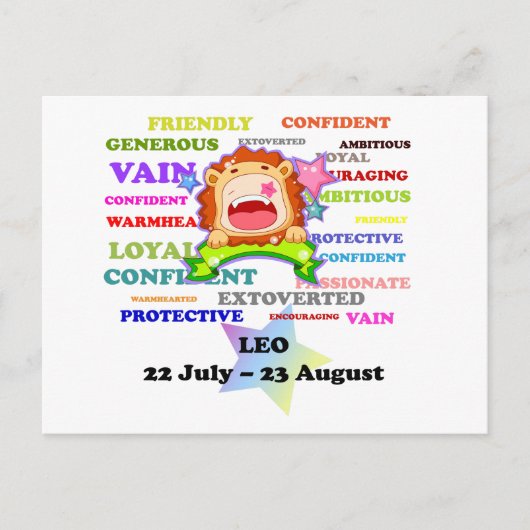 Leo, der Löwe, Zodiac signieren Custom Astrologie  Postkarte (Vorderseite)