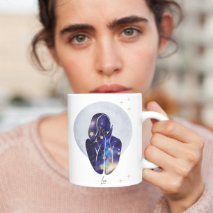 Leo Feminine Blau Zodiac Design Kaffeetasse