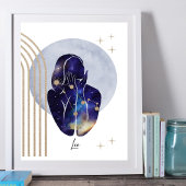 Leo Feminine Blue Zodiac Design Poster