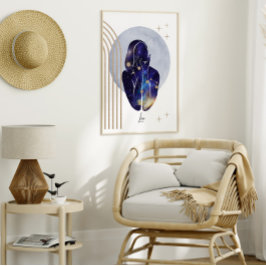 Leo Feminine Blue Zodiac Design Poster