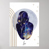 Leo Feminine Blue Zodiac Design Poster (Vorne)