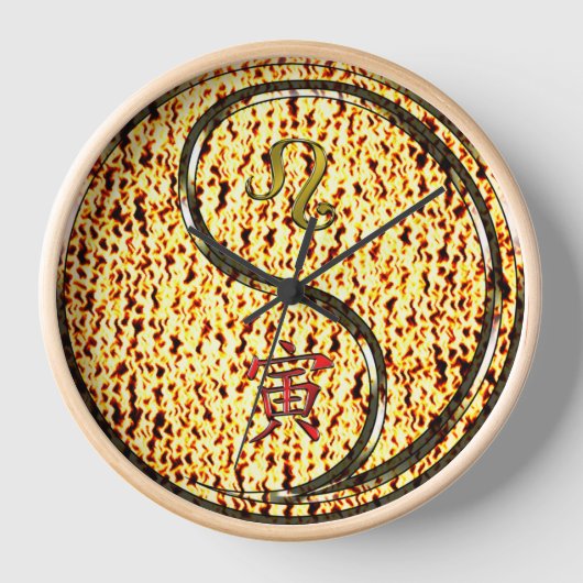 Leo & Feuer Tiger Uhr (Vorderseite)