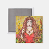 Leo Fire Goddess Magnet (Vorderseite/Rückseite)