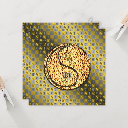 Leo & Fire Rabbit Karte (Vorderseite/Rückseite Beispiel)