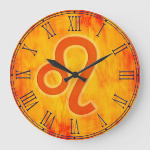 Leo fire sign zodiac wall Uhr