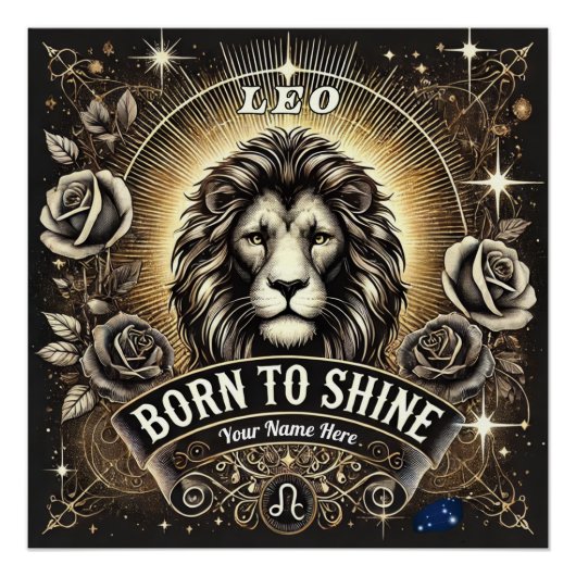 Leo "Geboren zu Shine" Glossy Poster (Vorderseite)