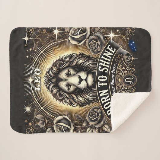 Leo "Geboren zu Shine" Sherpa Blanket Sherpadecke (Vorderseite (Horizontal))