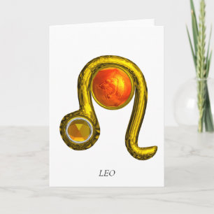 LEO Gelber Topas & Gold Sternzeichen Geburtstag Karte