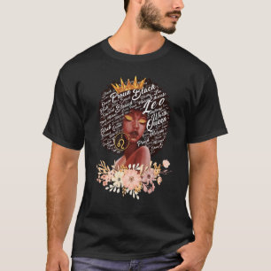 Leo Girl Birthday Melanin Afro Queen for Black Wo T-Shirt