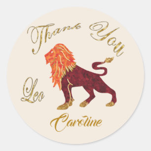 Leo Gold Glitzer Vielen Dank Runder Aufkleber