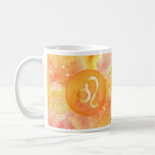 Leo Golden Aquarell Astrologie Sternzeichen Tasse