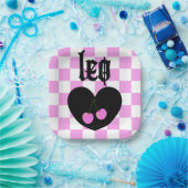 Leo Gothic ästhetic Checkered Cherry Art Pappteller (Party)