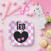 Leo Gothic ästhetic Checkered Cherry Art Pappteller (Party)