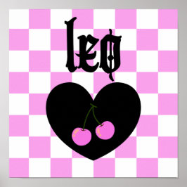 Leo Gothic ästhetic Checkered Cherry Art Poster
