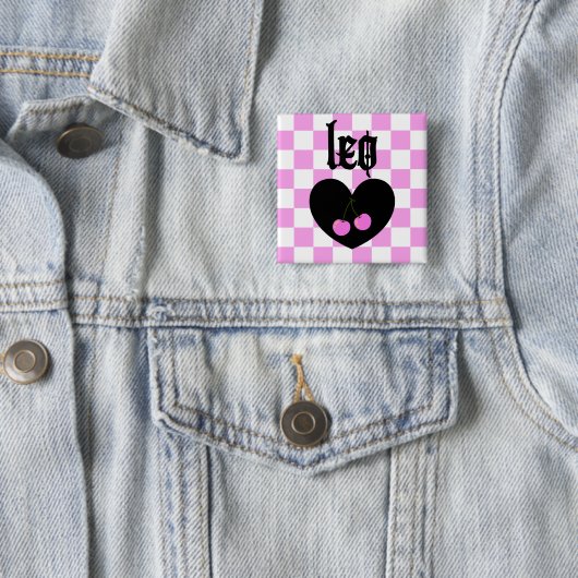 Leo Gothic Ästhetik Schachbrett-Kirsch-Design Button (Beispiel)