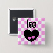 Leo Gothic Ästhetik Schachbrett-Kirsch-Design Button (Vorne & Hinten)