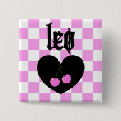 Leo Gothic Ästhetik Schachbrett-Kirsch-Design Button (Vorderseite)