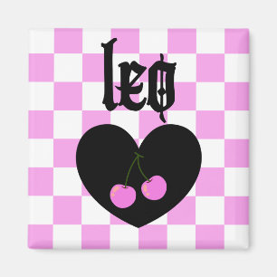 Leo-Gotik-Ästhetik-Karomuster-Kirschen-Design Magnet