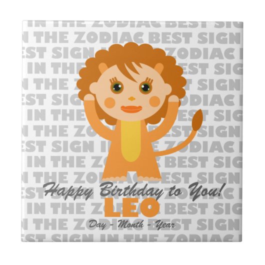Leo Happy Birthday Fliese (Vorderseite)