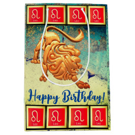 Leo - Happy Birthday Medium Gift Bag Mittlere Geschenktüte