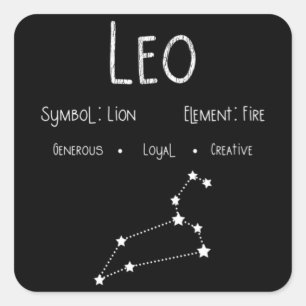 Leo Horoscope Astrologie Star Sign Geburtstagsgesc Quadratischer Aufkleber
