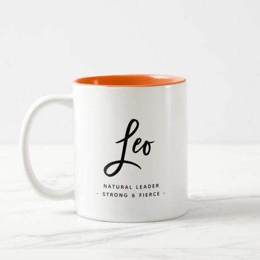 Leo Horoscope Modern Fun Birthday Script Zodiac Zweifarbige Tasse (Links)