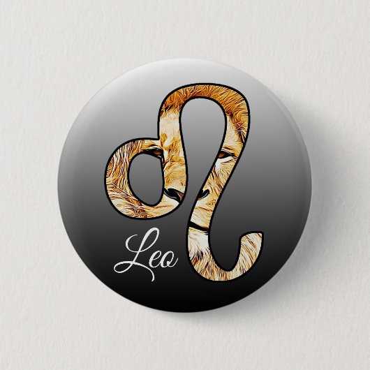 Leo Horoscope Sign Lion Zodiac Symboltasten Button (Vorderseite)