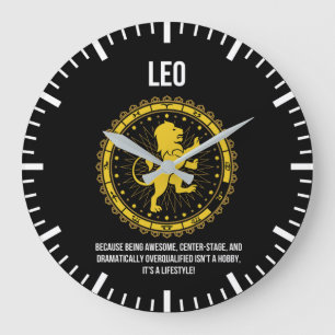 Leo - Horoskop, Funny Zodiac - Zeichen-Spaß Große Wanduhr