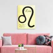 Leo Horoskop Sign Gold und Schwarze Mauer Kunst Leinwanddruck (Insitu (Wohnzimmer))