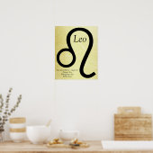 Leo Horoskop Symbol Gold und Black Poster (Küche)