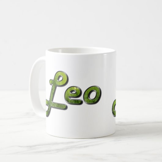 Leo in Peridot Gemstone Kaffeetasse (Vorderseite Links)