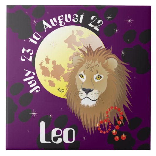Leo July 23 to August 22 Tile Fliese (Vorderseite)