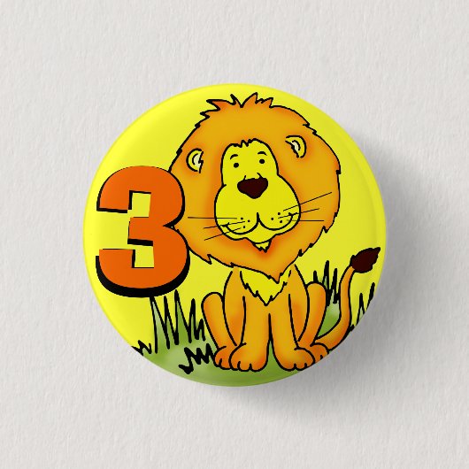 Leo Lion 3 Button - orange & gelb (Vorderseite)