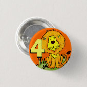 Leo Lion Age 4 - orange & gelb Button (Vorne & Hinten)