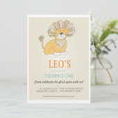 Leo Lion Birthday Einladung (Stehend Vorderseite)