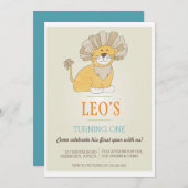 Leo Lion Birthday Einladung (Vorne/Hinten)