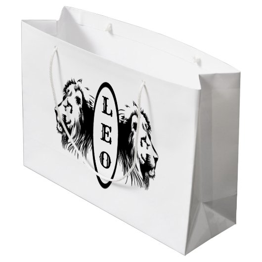 Leo Lion Bookended Zodiac Große Geschenktüte (Rückseite Schrägansicht)