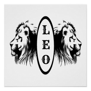 Leo Lion Bookended Zodiac Poster