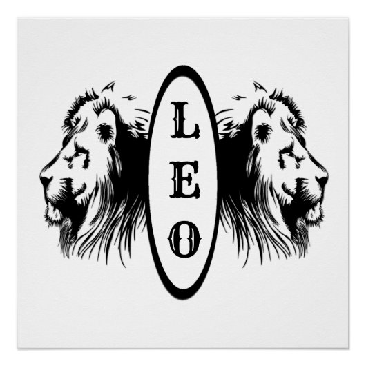 Leo Lion Bookended Zodiac Poster (Vorderseite)