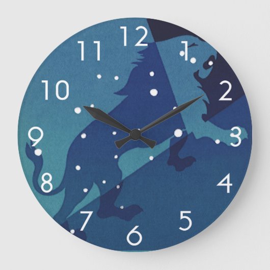 Leo Lion Constellation Vintag Zodiac Astrologie Große Wanduhr (Vorderseite)