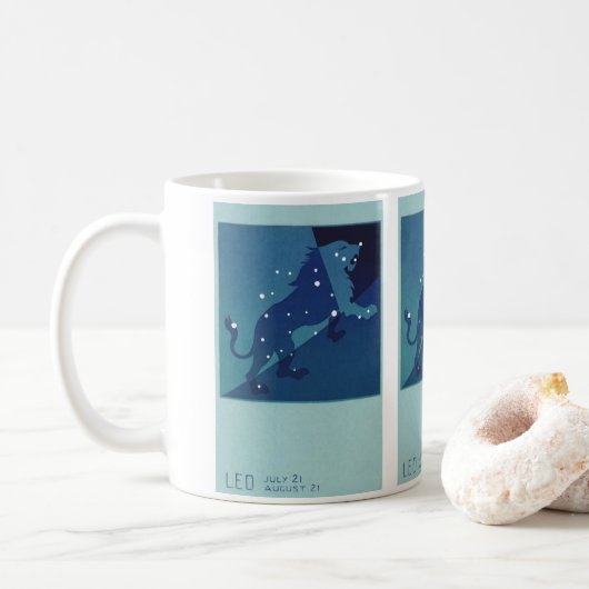 Leo Lion Constellation Vintag Zodiac Astrologie Kaffeetasse (Mit Donut)