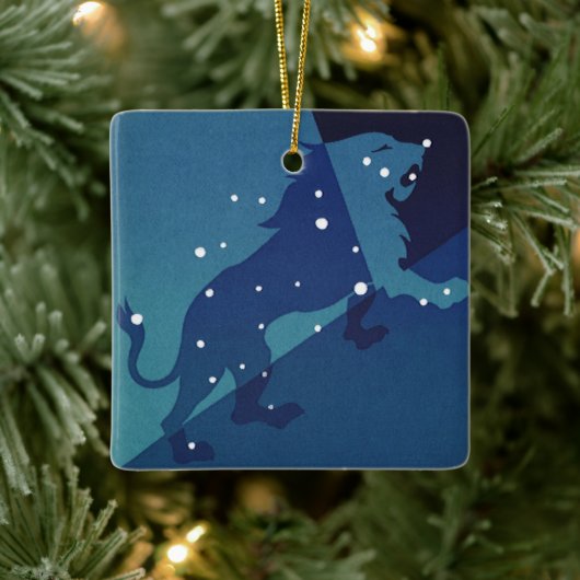 Leo Lion Constellation Vintag Zodiac Astrologie Keramikornament (Baum)