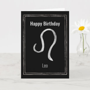 Leo Lion silberne Astrologie zodiac Happy Birthday Karte