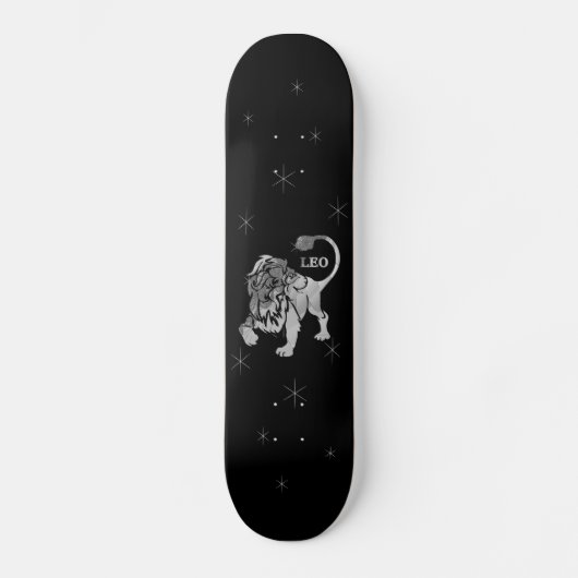 Leo Lion Silver Zodiac Skateboard Deck (Vorderseite)
